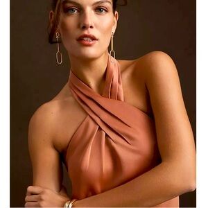 NWT BHLDN Rust Ruby Twist Satin gown with beautiful weight to fabric  size 8